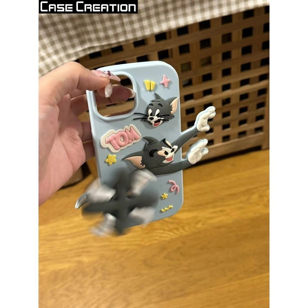 3D Cartoon Cat Fidget Spinner Playing Game Running Case